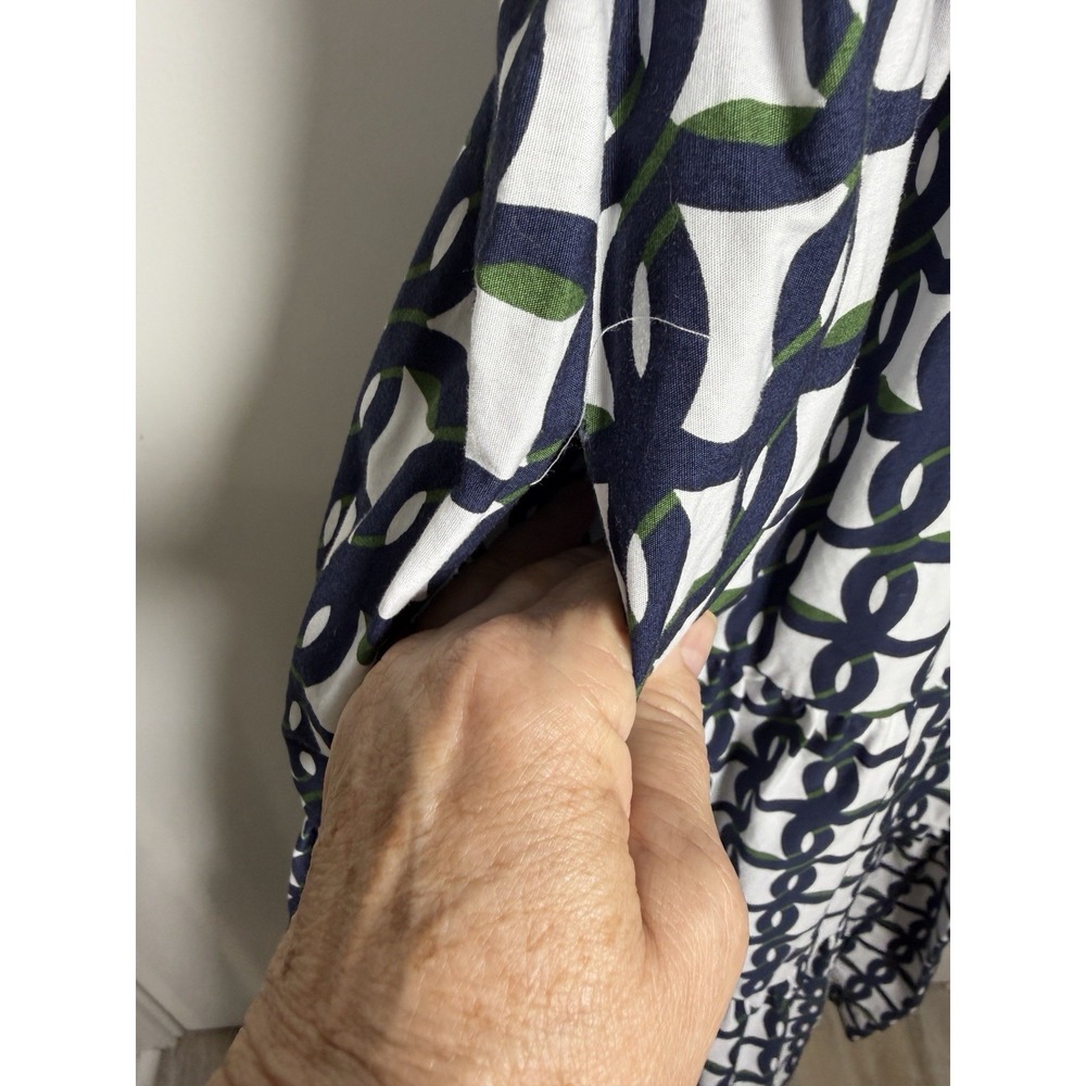 Anthropologie The Somerset Maxi Dress Shirt Navy & White Geometric Smock Waist S - Picture 9 of 13
